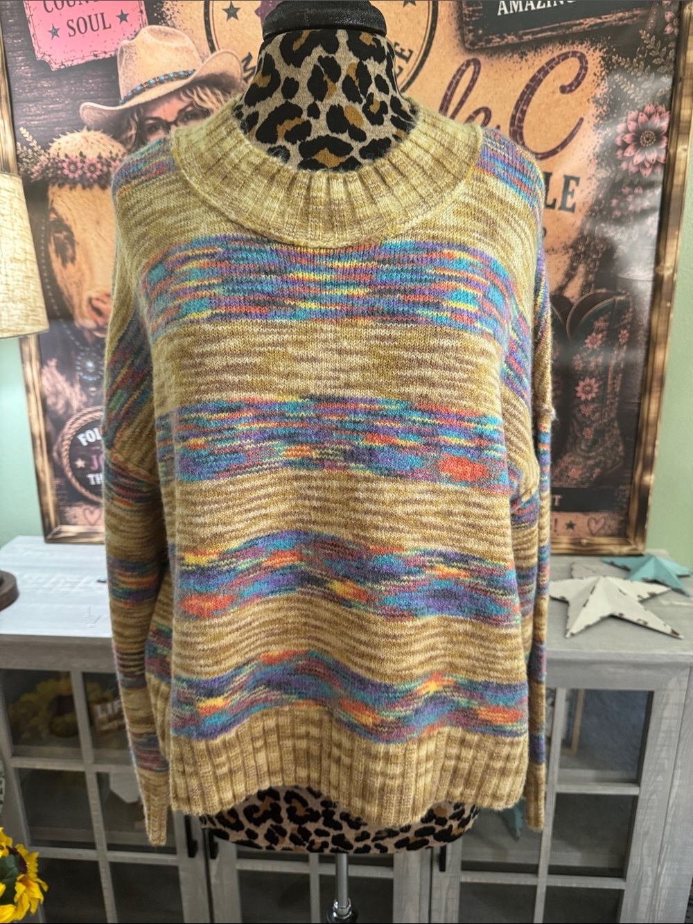 NWT  BILLABONG Adventure Division  Stripe Crewneck Sweater - Mustard  Size Large